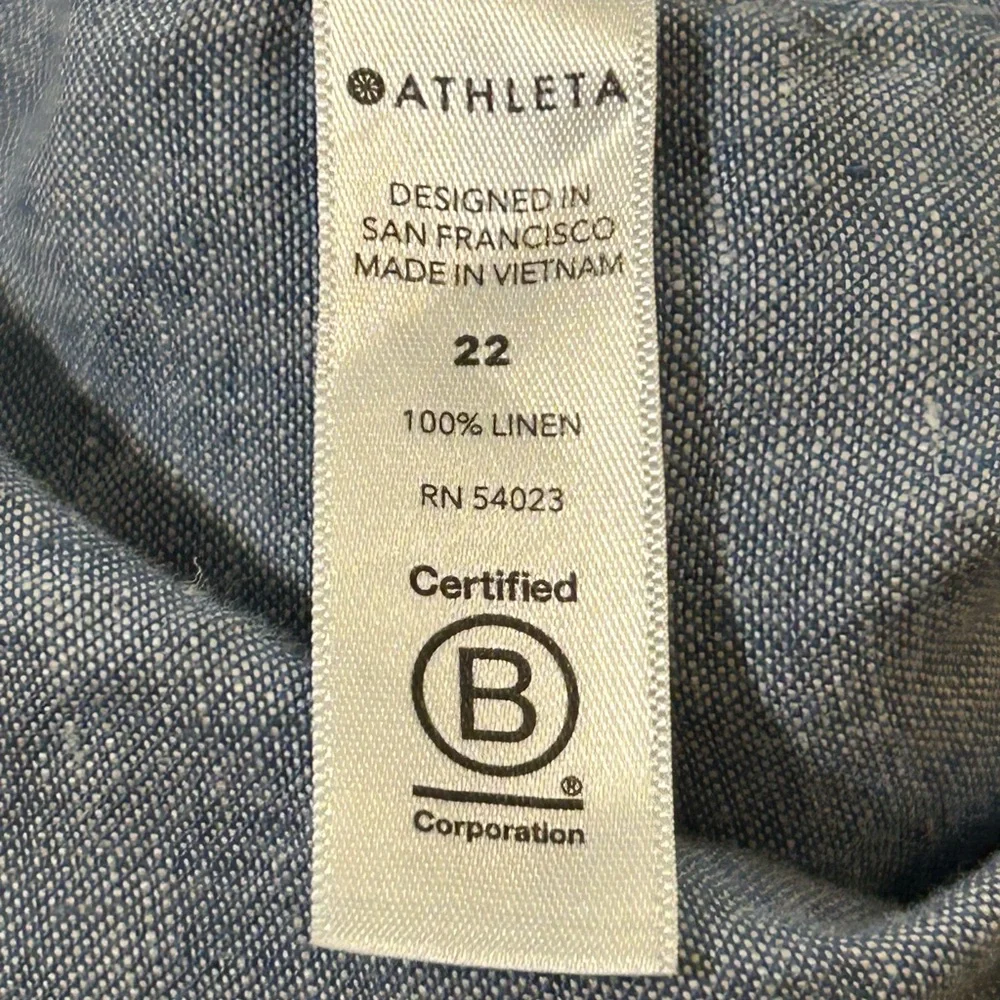 Athleta Cabo Linen Wide Leg Pants Chambray Color 100% Linen - Picture 11 of 12